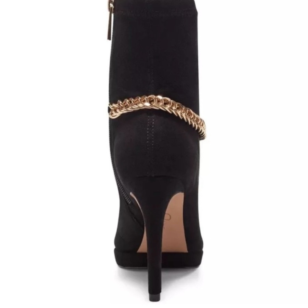 Jessica Simpson | JS Black Stiletto Heeled Boots with Gold Chain | Sock Booties - Picture 3 of 14